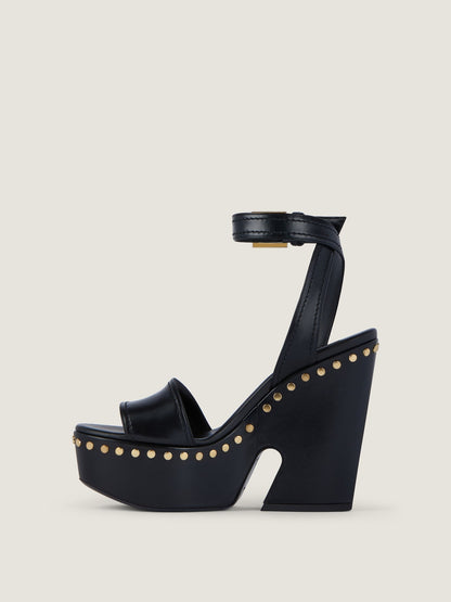 Givenchy Clog Platform Sandals in Leather with Studs Detail in Black
