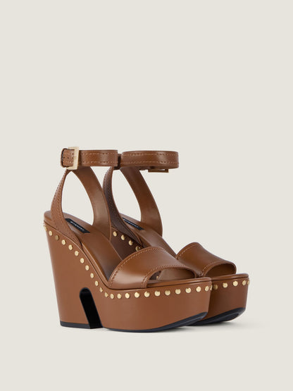 Givenchy Clog Platform Sandals in Leather With Studs 95MM