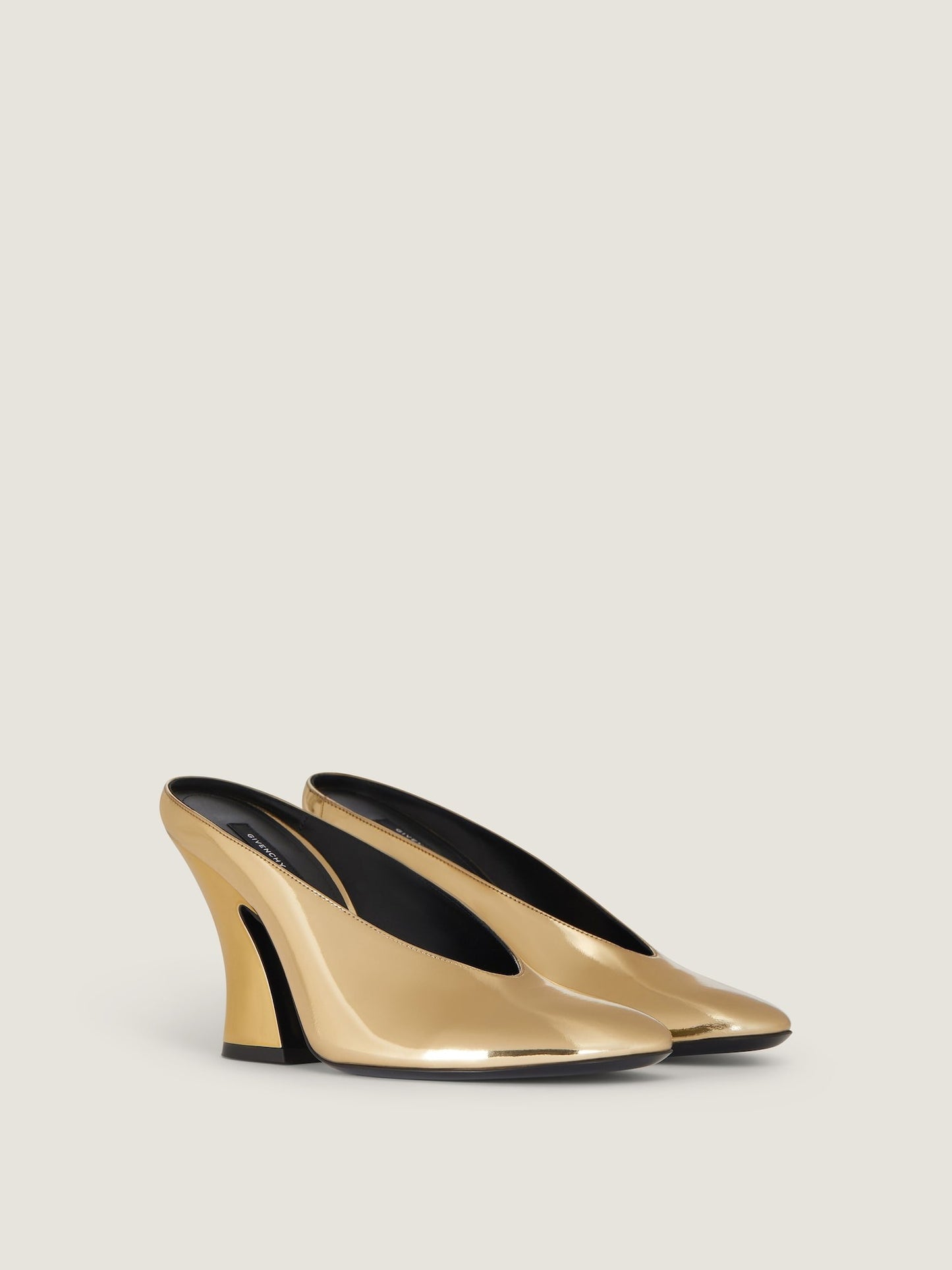 Givenchy Sculpted Heel Mule in Golden Mirror Effect Leather 95MM