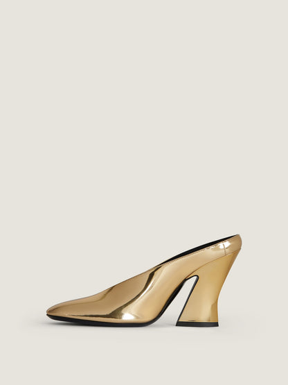 Givenchy Sculpted Heel Mule in Golden Mirror Effect Leather 95MM