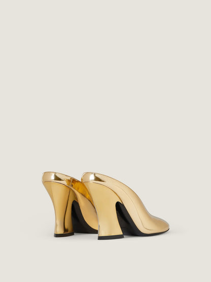 Givenchy Sculpted Heel Mule in Golden Mirror Effect Leather 95MM
