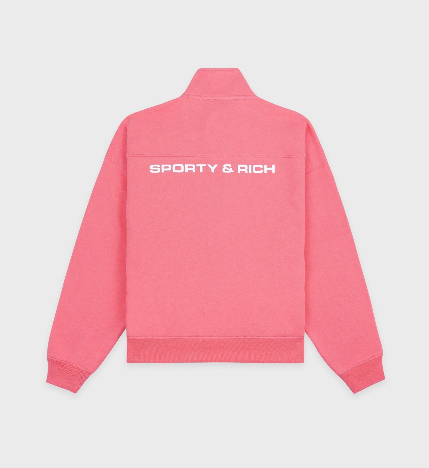 Sporty & Rich Bold Logo Quarter-Zip Sweatshirt in Cotton Candy
