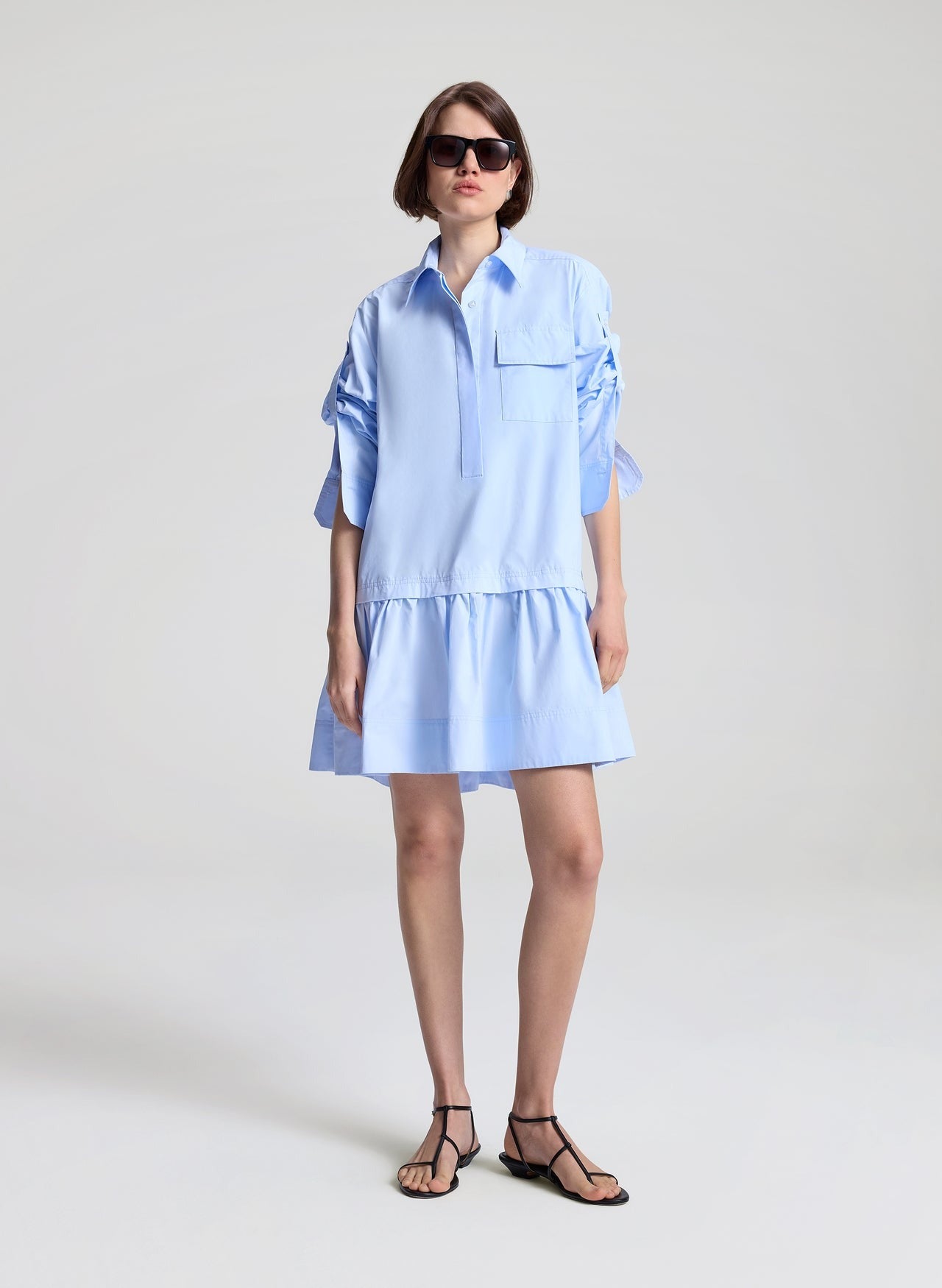 alc light blue dress A.l.c. Alessia Lace Inset Asymmetrical Dress main image 0