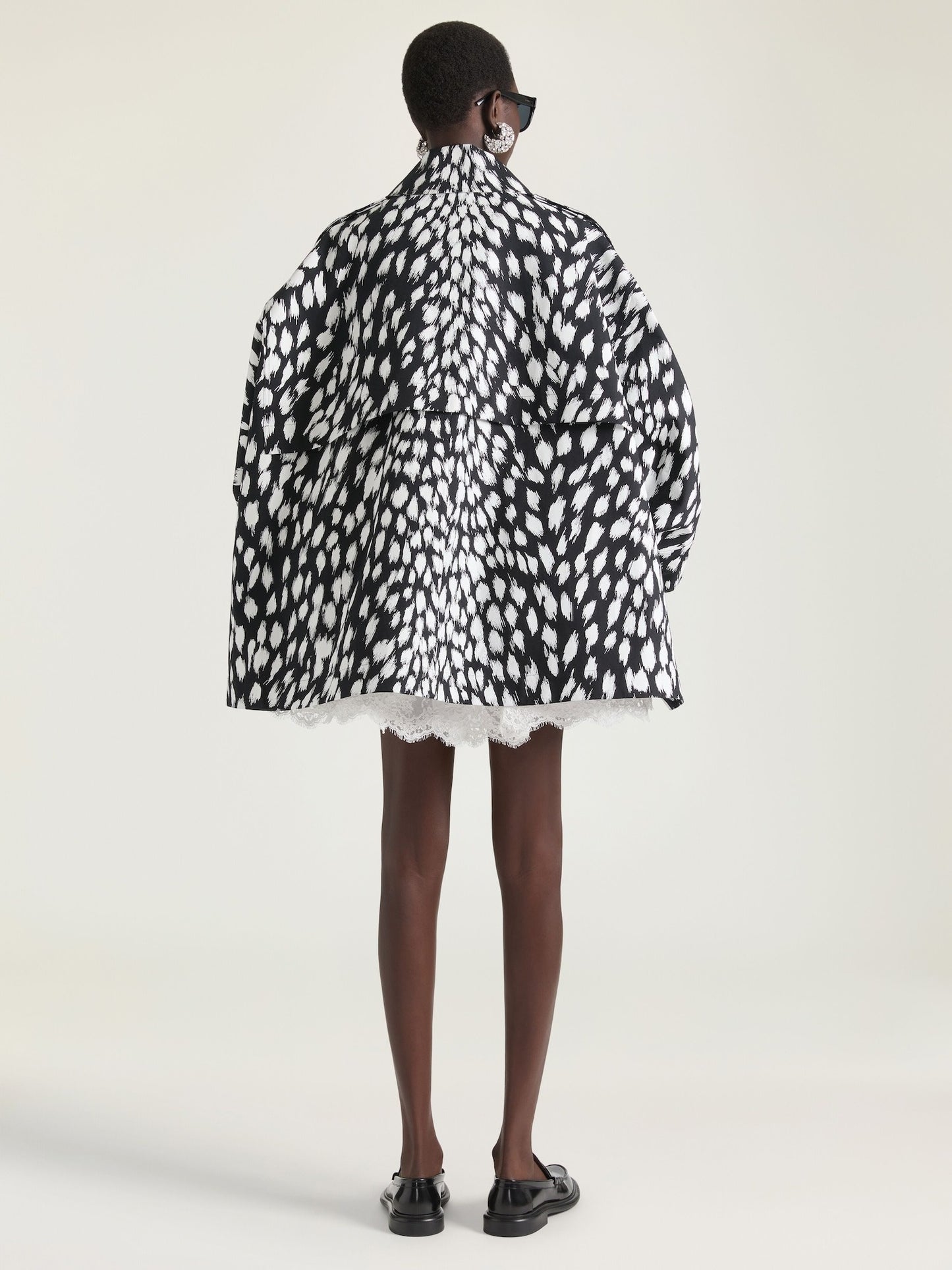 Givenchy Cocoon Short Trench in Cotton with Animal Print in Black