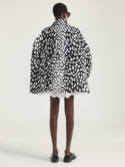 Givenchy Cocoon Short Trench in Cotton with Animal Print in Black