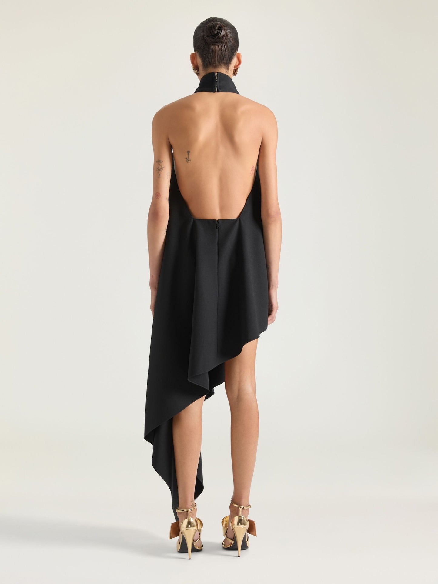 Givenchy Draped Asymmetric Halter Dress in Black