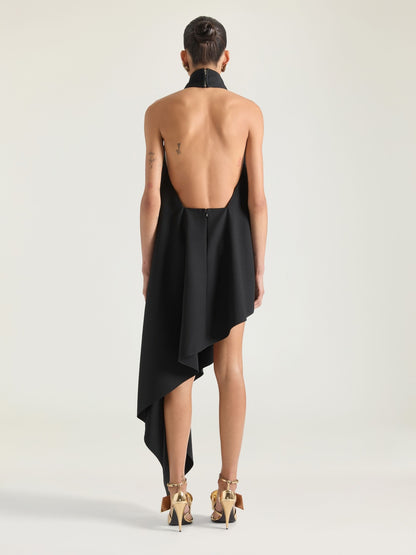 Givenchy Draped Asymmetric Halter Dress in Black