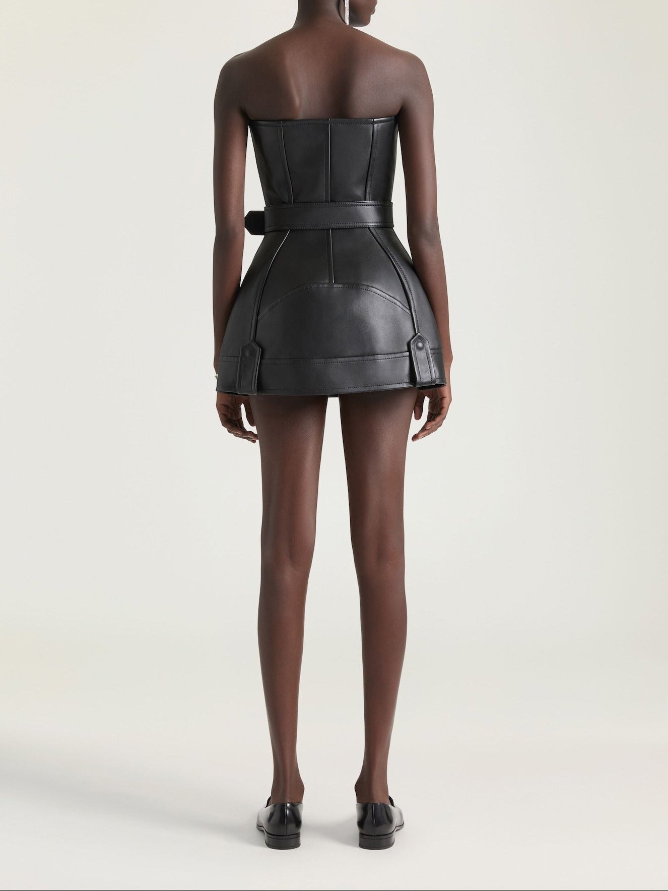 Givenchy Mini Bustier Biker Dress in Leather in Black