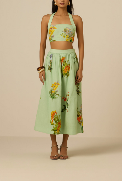 Hemant and Nandita Baku Crop Top in Green