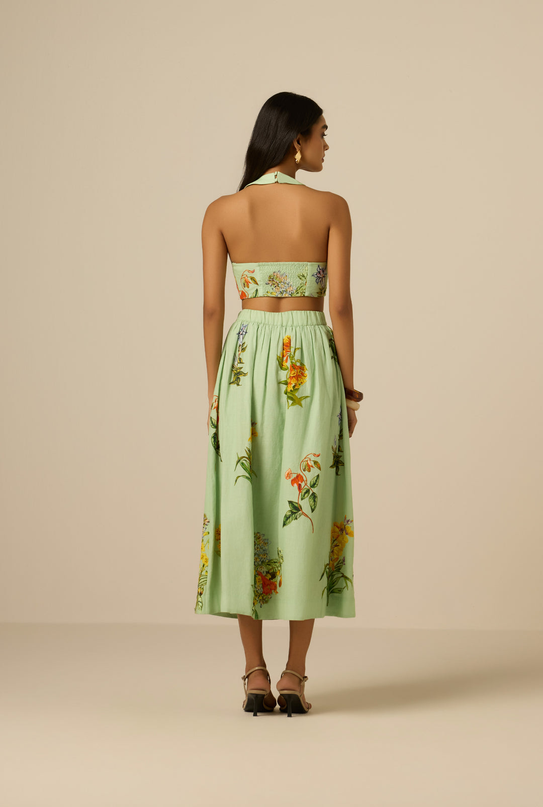 Hemant and Nandita Baku Crop Top in Green