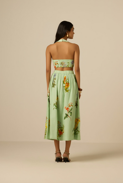 Hemant and Nandita Baku Crop Top in Green