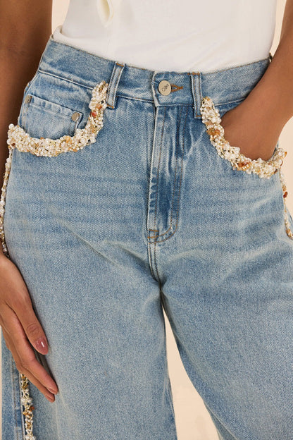 Camila Coelho Beaded Denim Pant