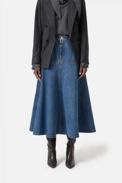 CLOSED Long Denim Skirt in Mid Blue