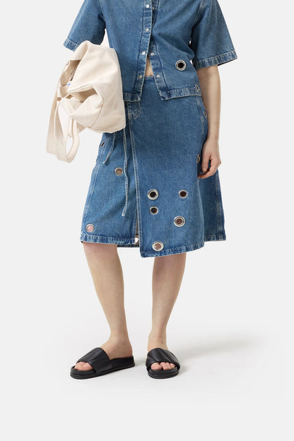 CLOSED Wrap Skirt Midi in Mid Blue