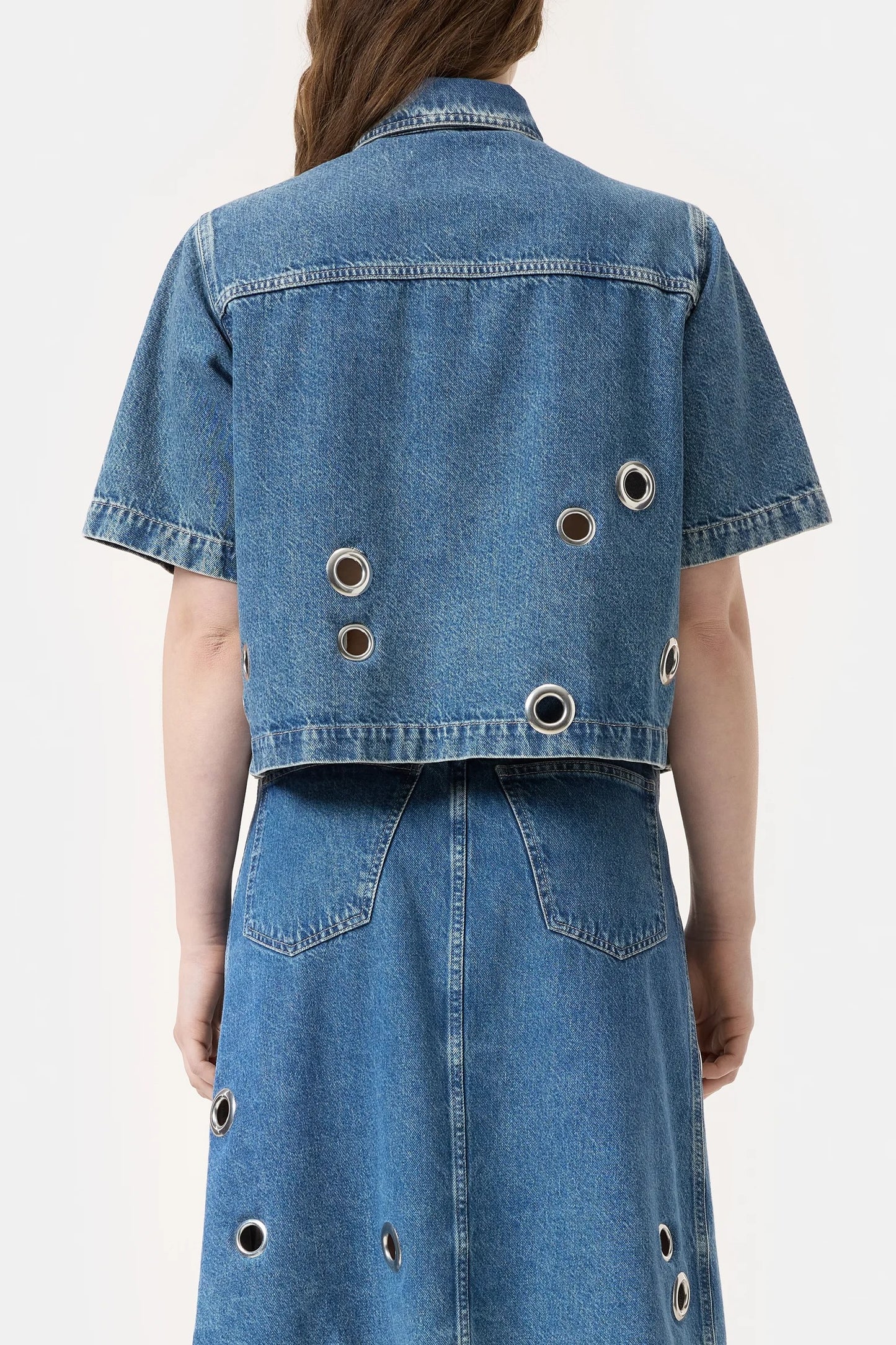 CLOSED Short Sleeve Denim Shirt in Mid Blue