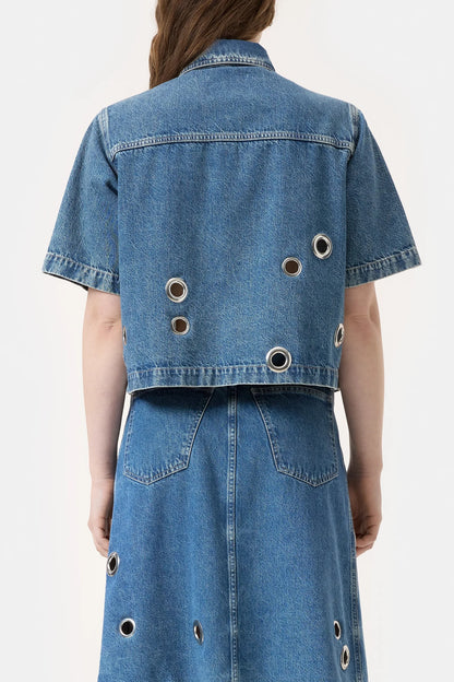 CLOSED Short Sleeve Denim Shirt in Mid Blue