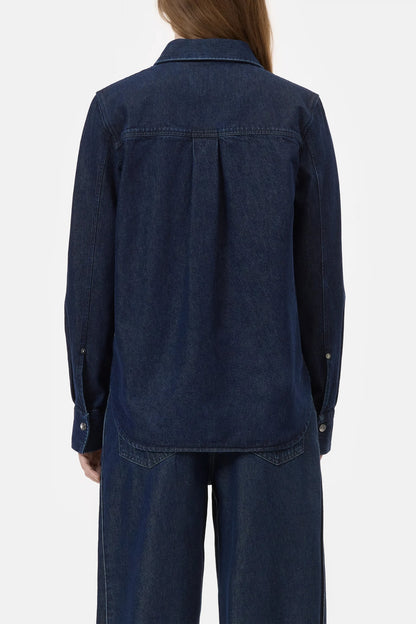 CLOSED Classic Denim Shirt with Pocket in Dark Blue