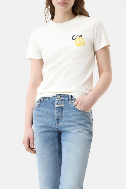 CLOSED Embroidered T-Shirt in Ivory