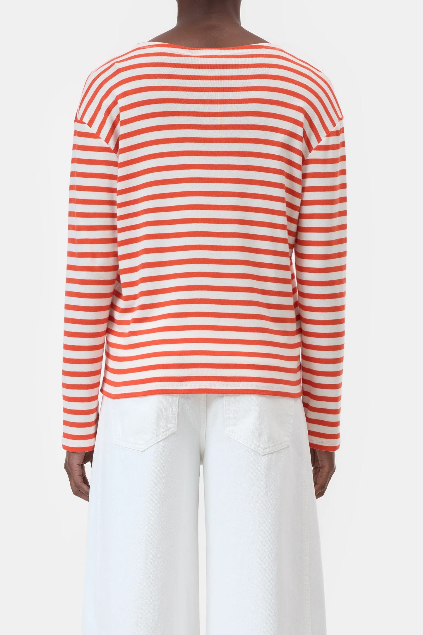 CLOSED Striped Crewneck in Coral Red