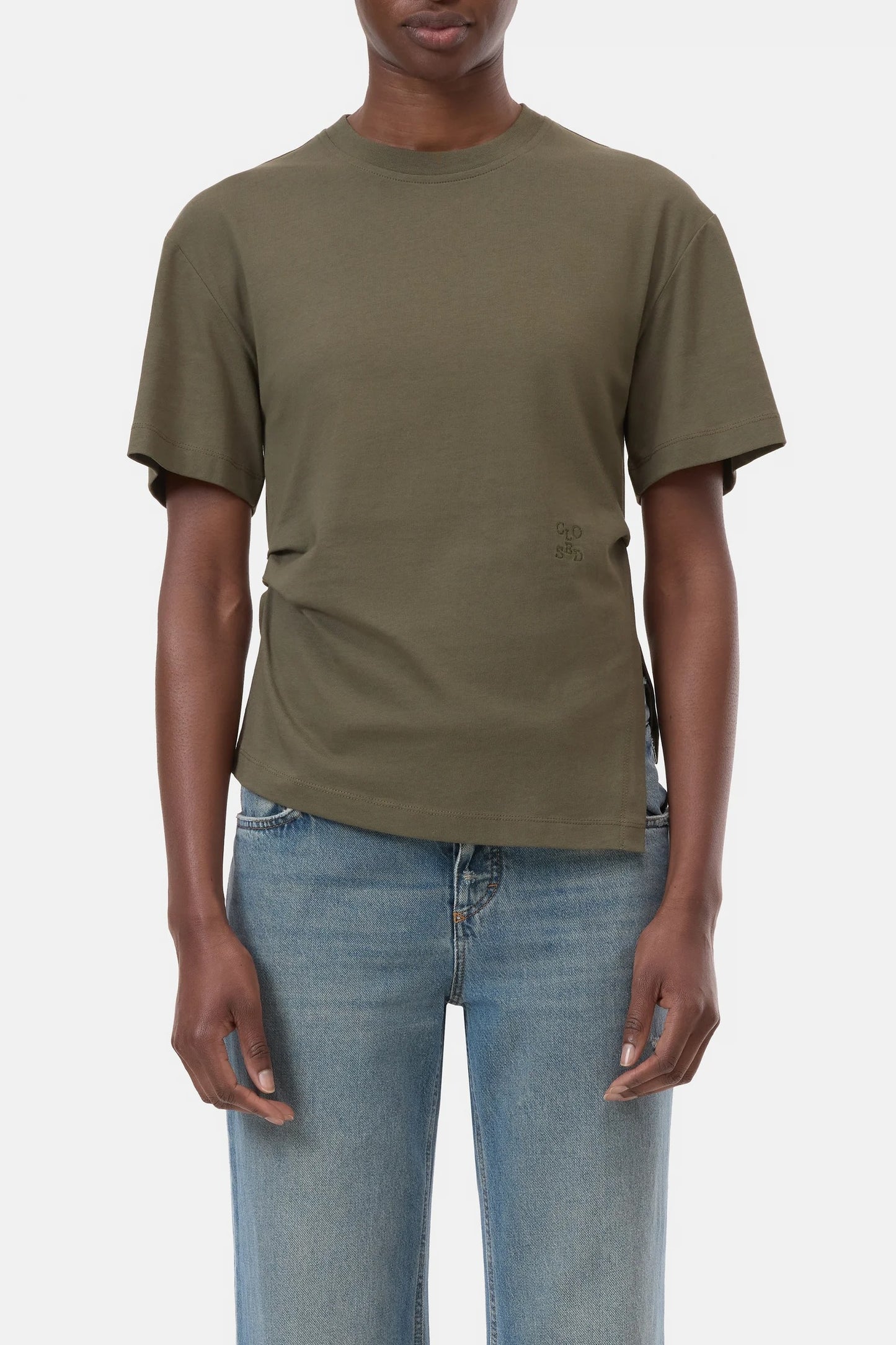 CLOSED Draped T-Shirt in Forest Green