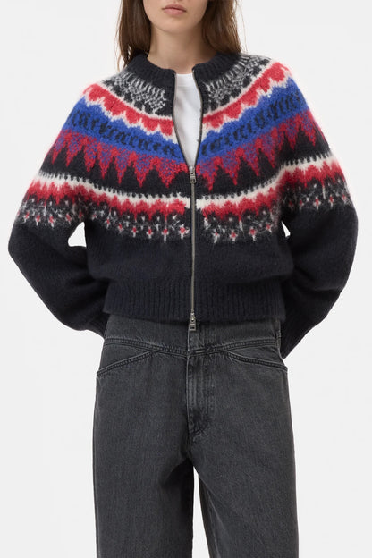 CLOSED Cropped Zip Cardigan in Cosmic Grey