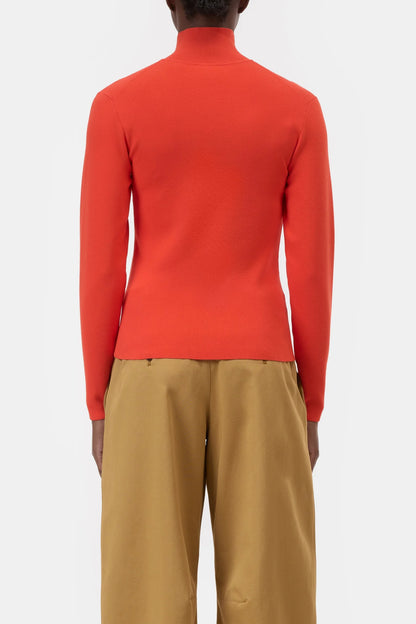 CLOSED Half-Zip Knit in Coral Red