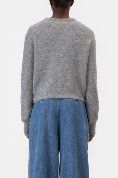 CLOSED Crew Neck Cardigan in Light Grey Melange