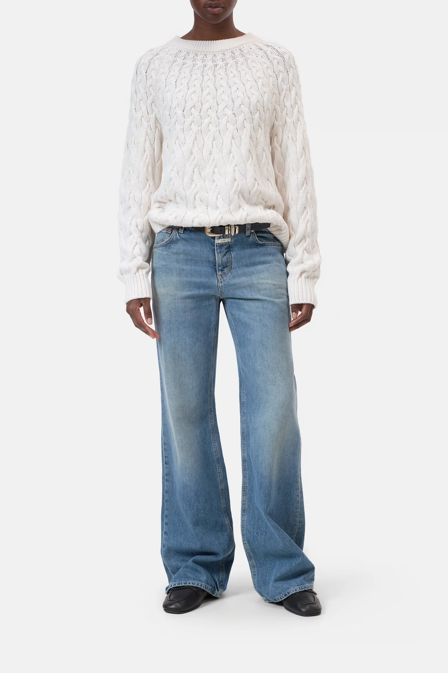 CLOSED Crew Neck Cable in Ecru