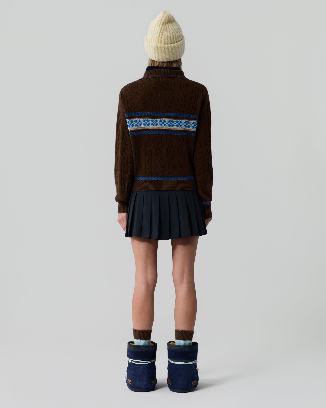 Guest in Residence Cable Collegiate Polo in Chestnut Combo
