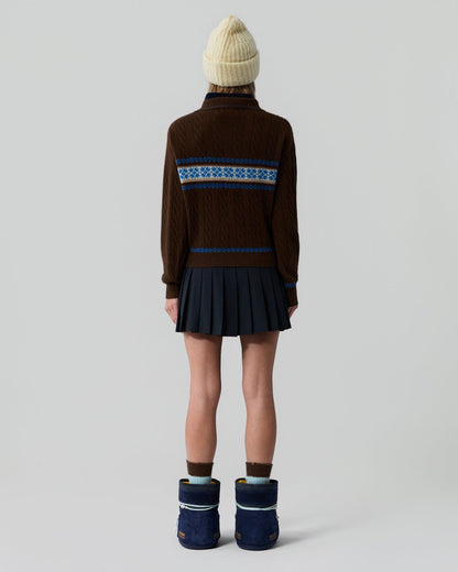 Guest in Residence Cable Collegiate Polo in Chestnut Combo