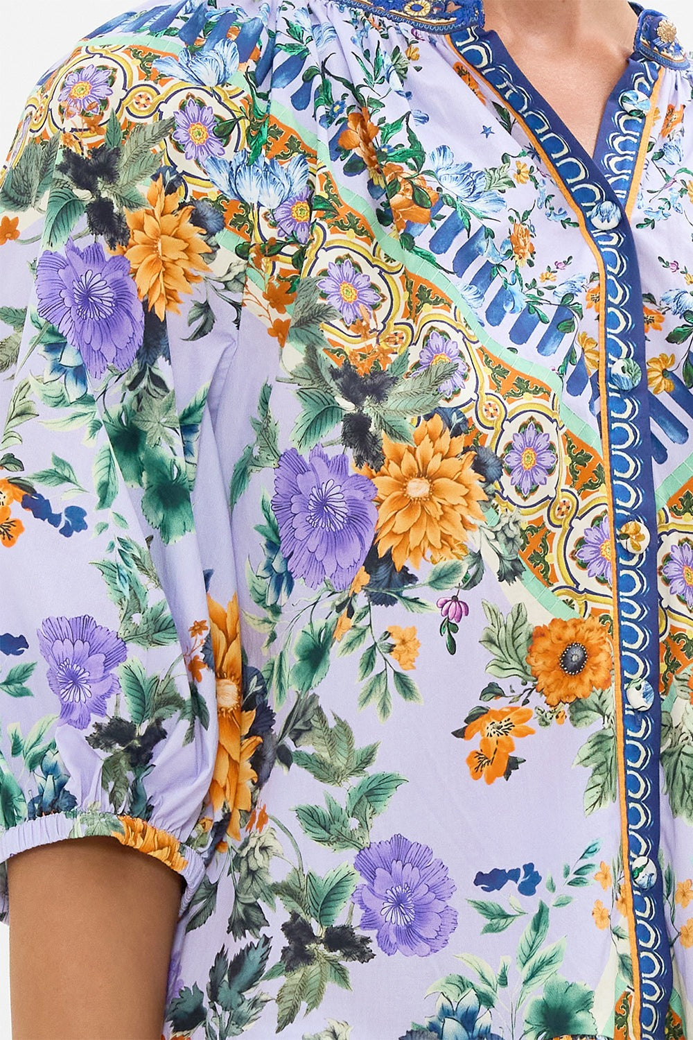 Camilla Puff Sleeve Shirt Dress in Luscious in Lisbon