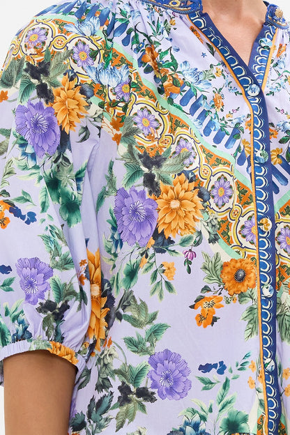 Camilla Puff Sleeve Shirt Dress in Luscious in Lisbon