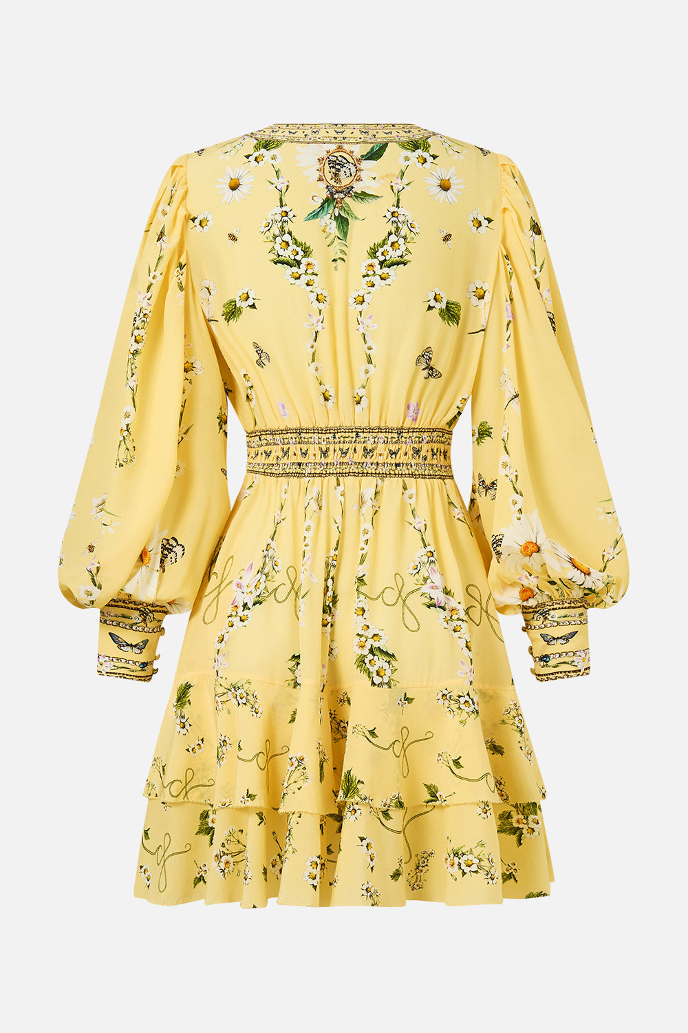 Camilla Button Front Frill Dress in Daisy Chains