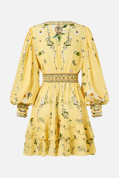 Camilla Button Front Frill Dress in Daisy Chains