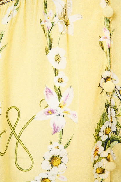 Camilla Button Front Frill Dress in Daisy Chains