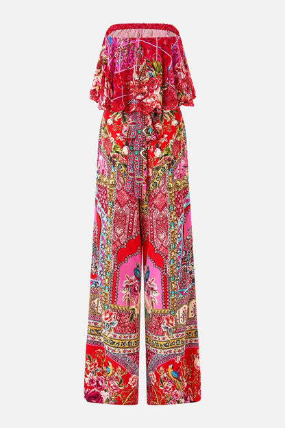Camilla Strapless Jumpsuit With Frill in Heirloom Empire