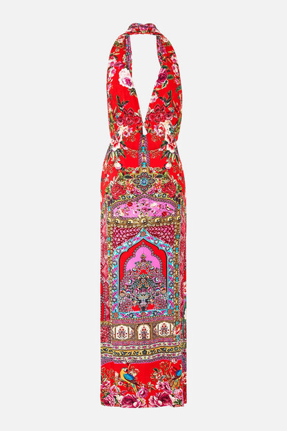 Camilla Deep Cowl Plunge Dress in Heirloom Empire