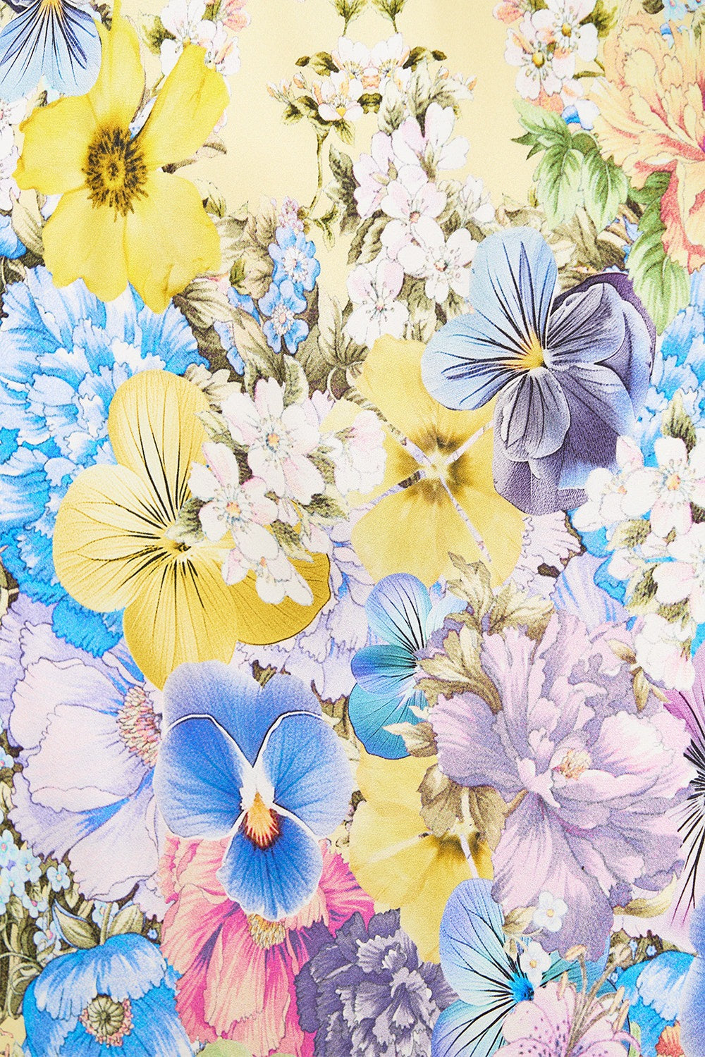Camilla V-Neck Bias Slip Dress With Back Frill in Darling Buds