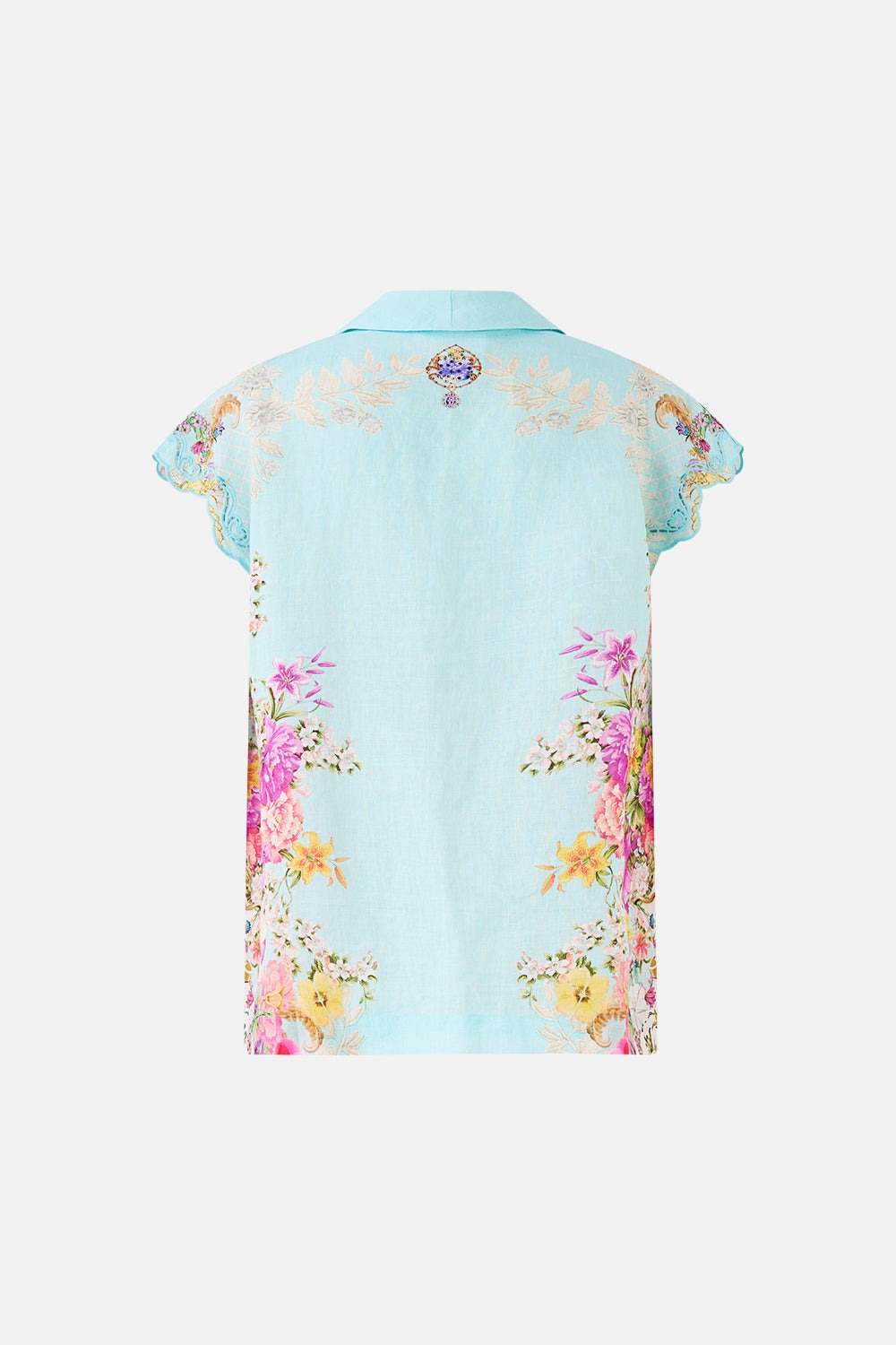 Camilla Button Through Collared Top in Bazaar Blooms