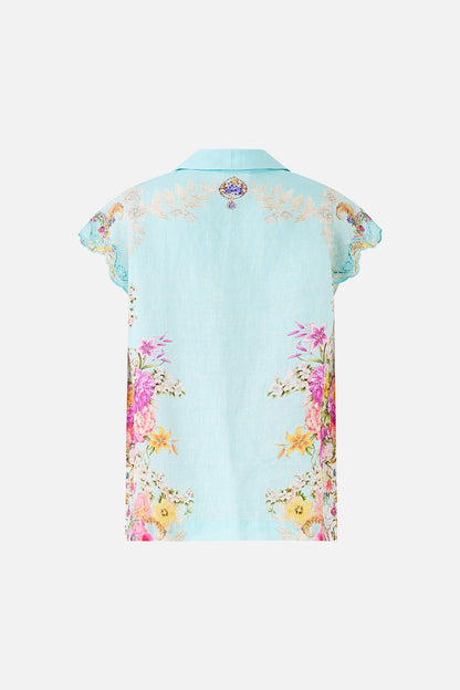 Camilla Button Through Collared Top in Bazaar Blooms