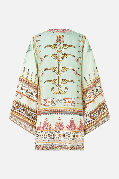Camilla Deep V-Neck Hardware Short Kaftan in Legend Has It