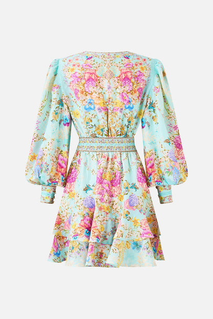 Camilla Button Front Frill Dress in Bazaar Blooms