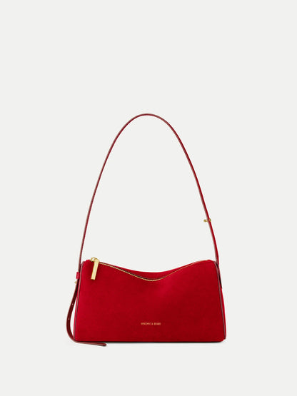 Veronica Beard Suede Prism Bag in Crimson