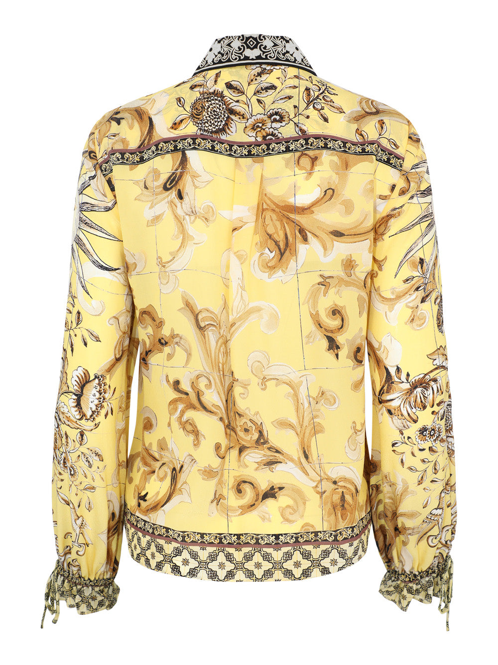 Alice + Olivia Willa Tie Sleeve Top in Lisboa Lemon Meringue