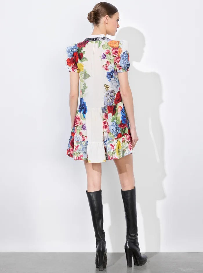 Alice + Olivia Claire Mini Dress in Garden Brunch Off-White