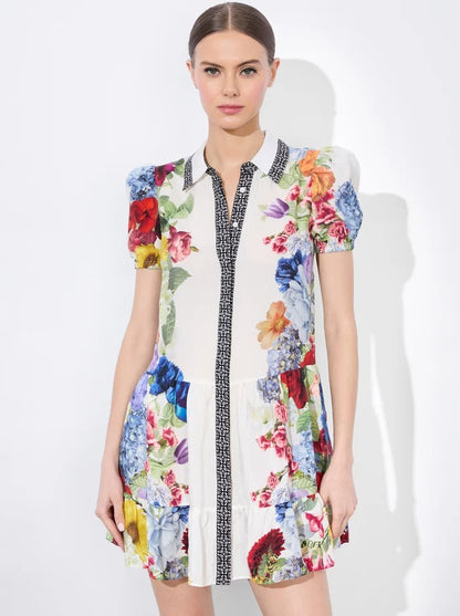Alice + Olivia Claire Mini Dress in Garden Brunch Off-White