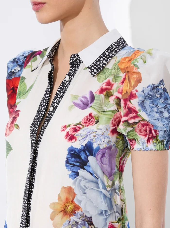 Alice + Olivia Claire Mini Dress in Garden Brunch Off-White