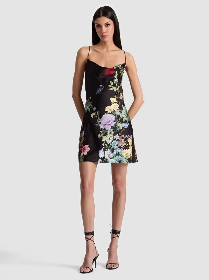 Alice + Olivia Harmony Cowl Back Mini Slip Dress