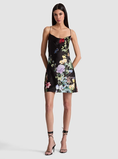 Alice + Olivia Harmony Cowl Back Mini Slip Dress