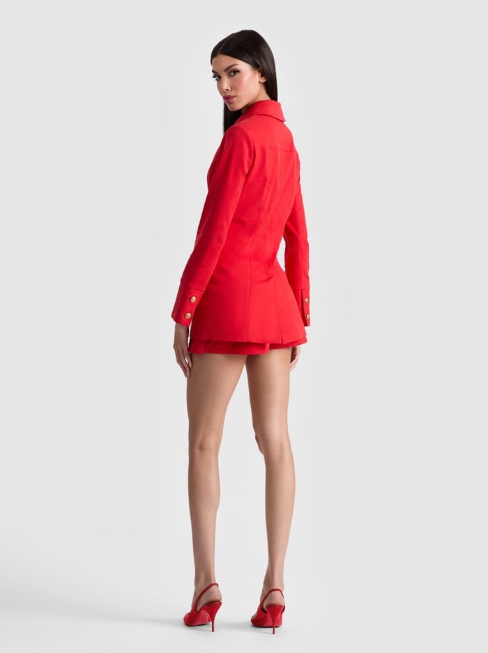 Alice + Olivia Dorothie Button Front Jacket in Bright Ruby